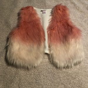 Faux fur pink and white vest
